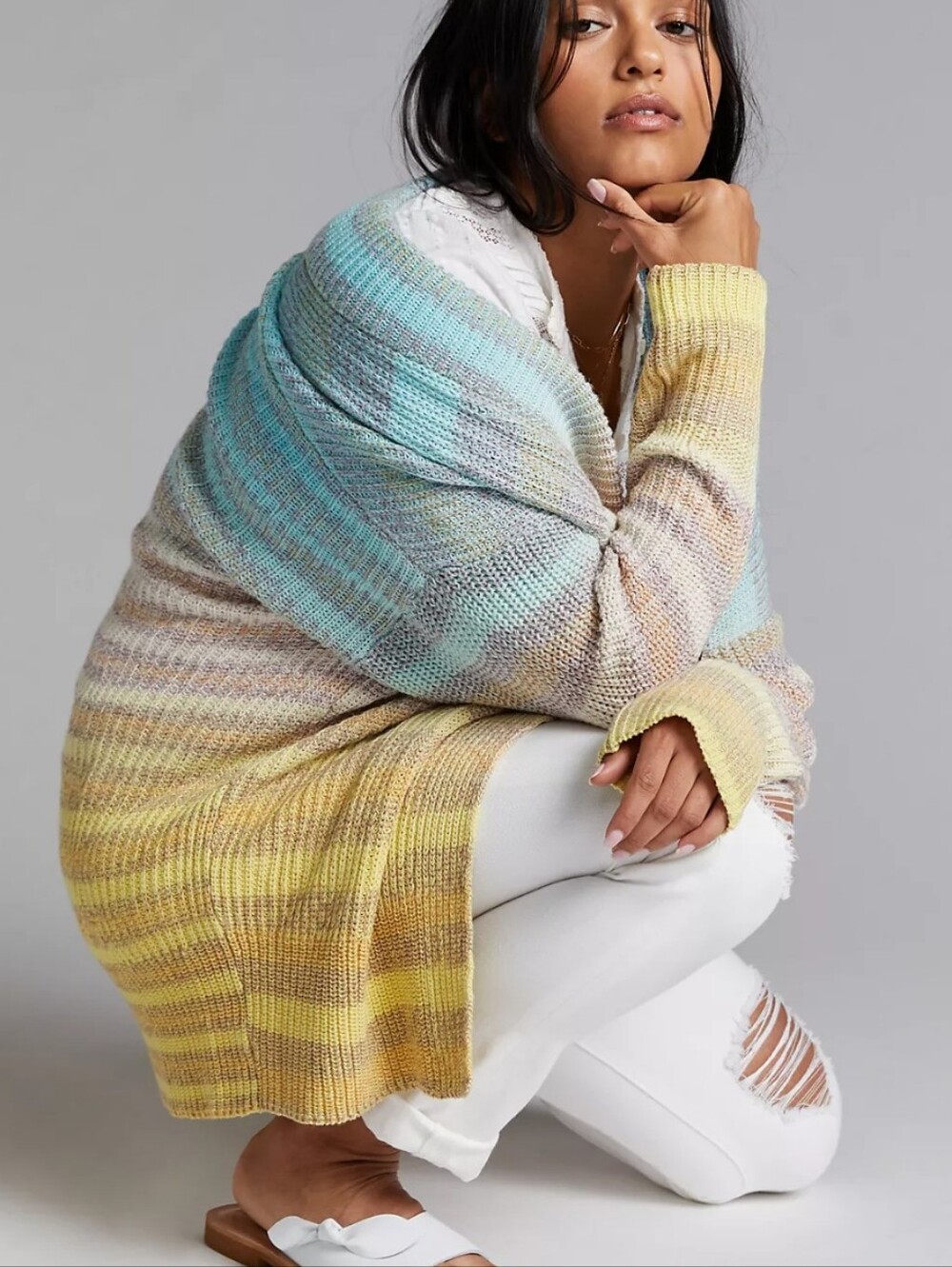 Pilcro Space-dyed Heavy Knit Open Front Cardigan - Picture 2 of 9